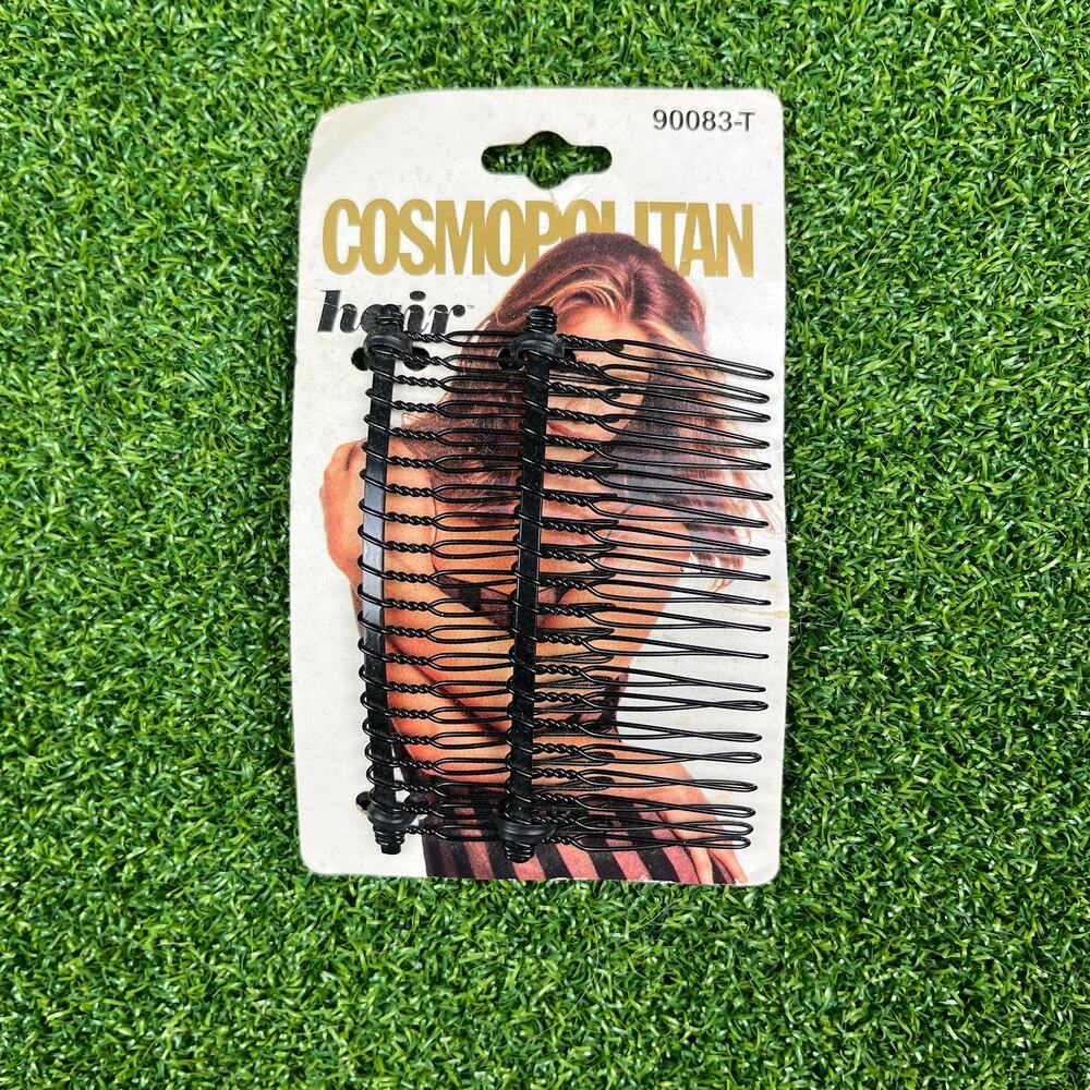 Vintage 2Pc Cosmopolitan Black Metal Hair Comb Clip NEW